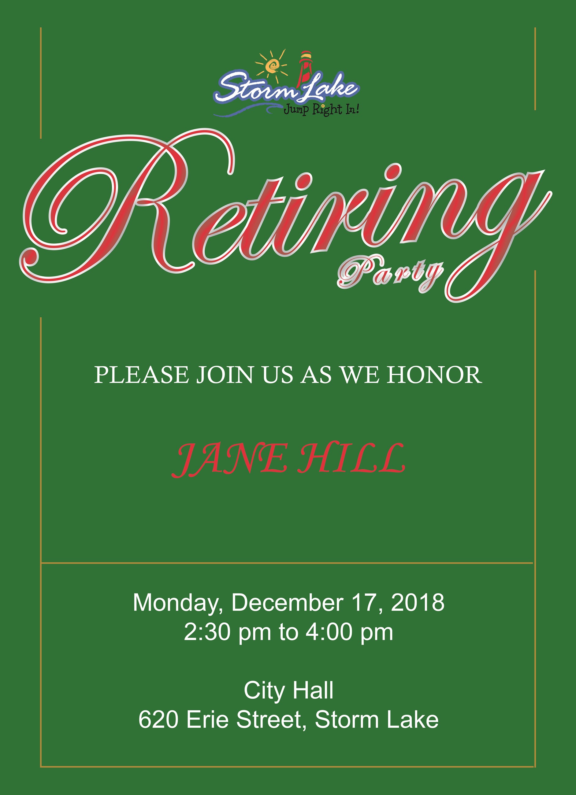 Retiring Party Jane Hill