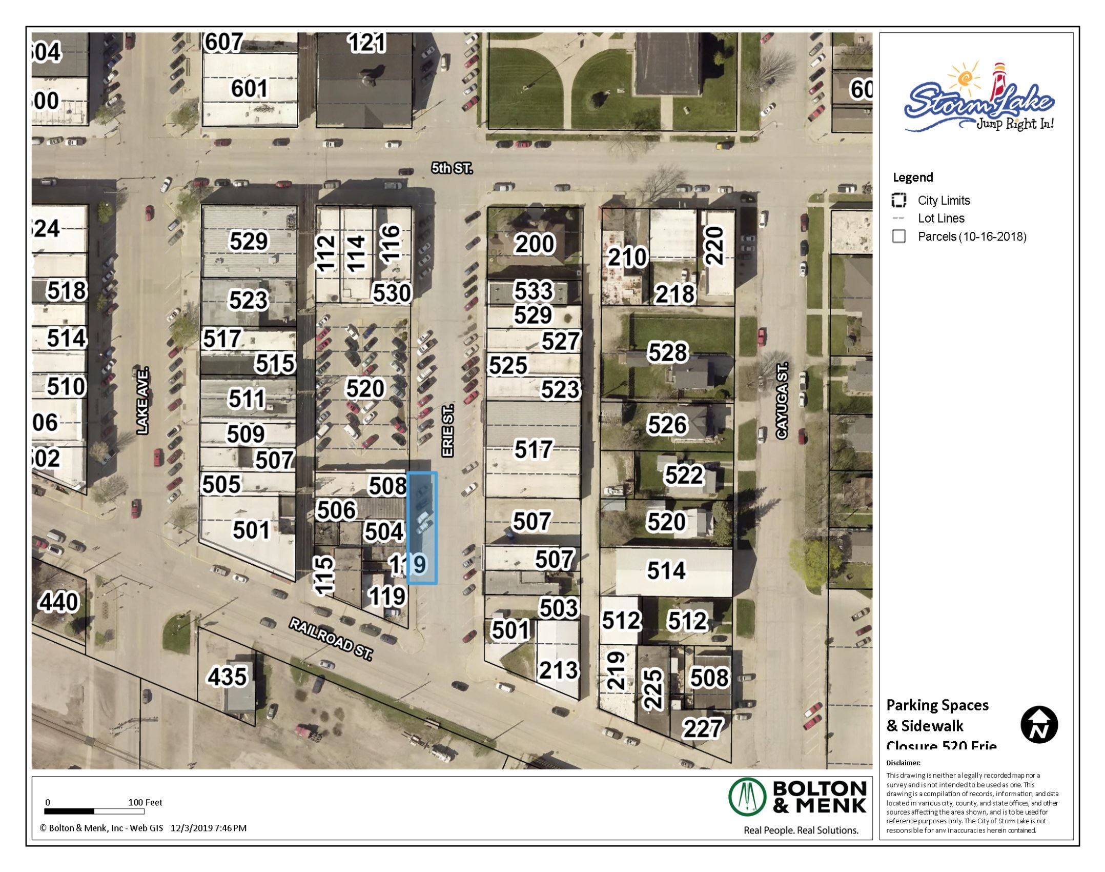 Parking Space and Sidewalk Closure 520 Erie St