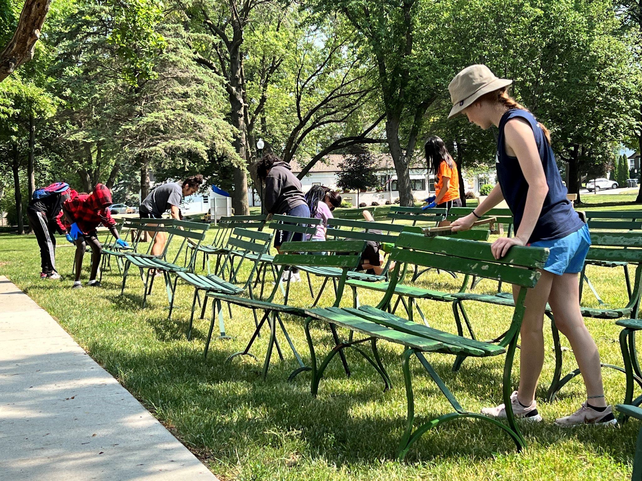 Painting Benches at Sunset Bandshell