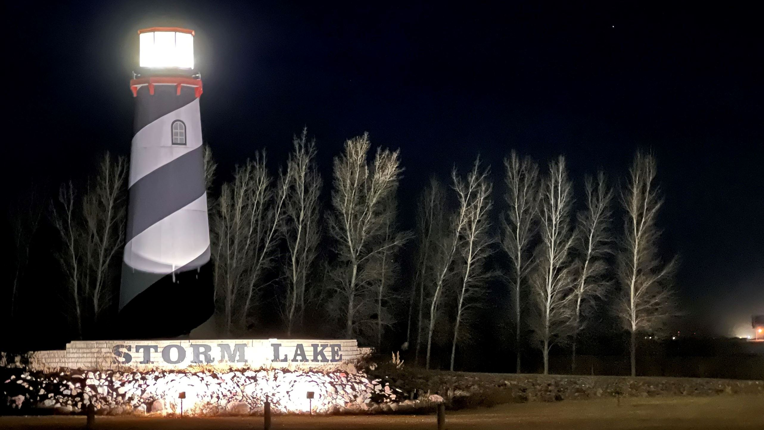 Storm Lake Lighthouse at Night