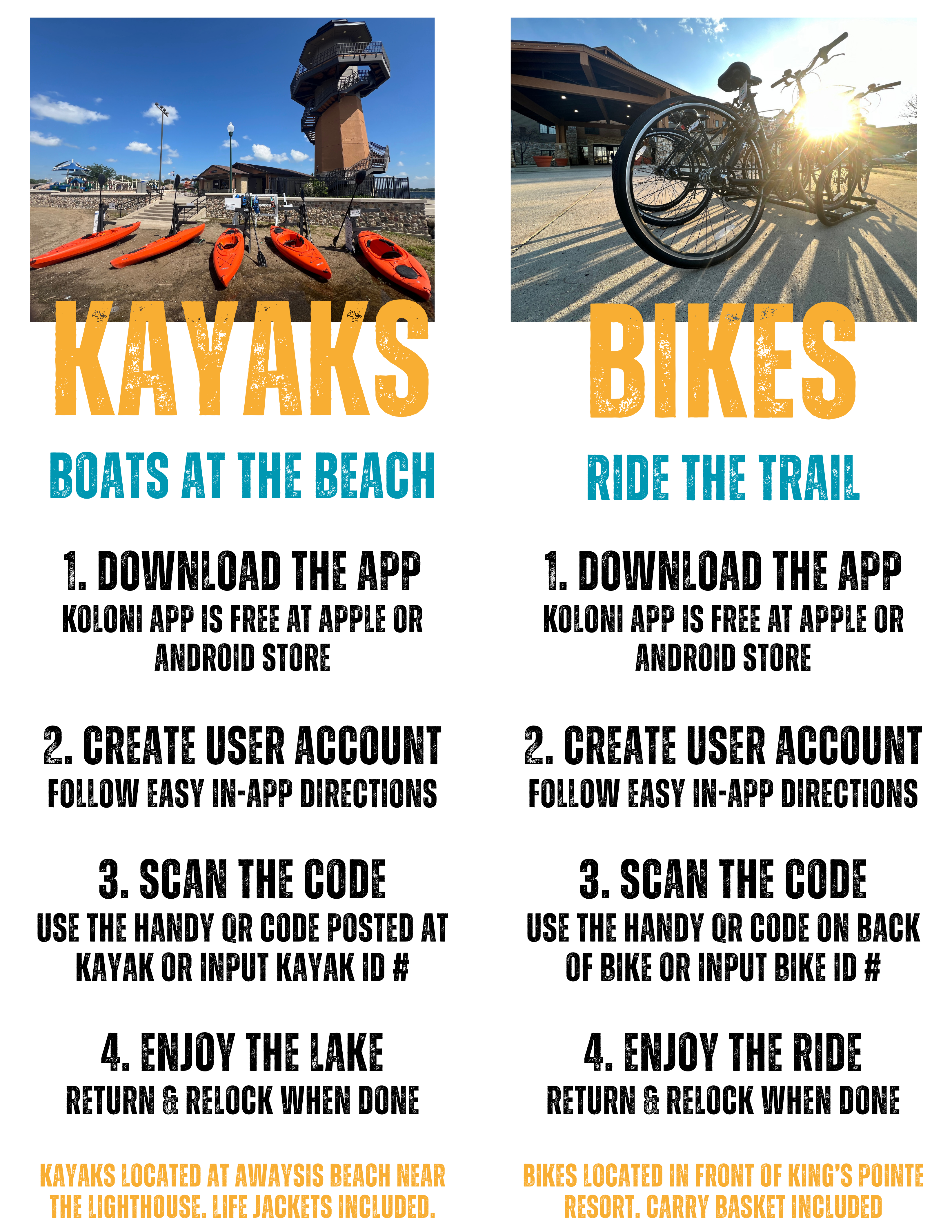 Bicycles and Kayaks 